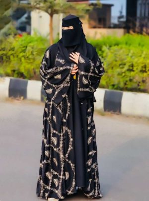 প্রিমিয়াম  চেরি কাপড়ের  এমব্রয়ডারি  বোরকা
